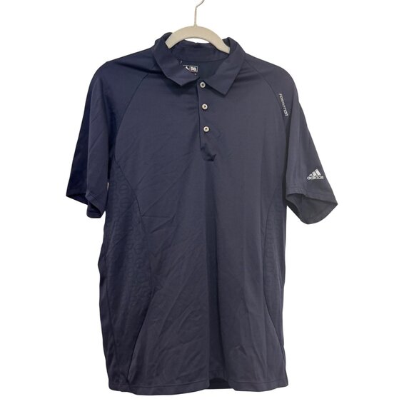 Adidas ClimaCool Polo Shirt Mens M Polyester Navy Solid Short Sleeve 3-Button Co - Picture 1 of 6